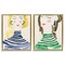 Stupell Industries Stylish Ladies in Stripes 2pc Floater Framed Canvas Wall Art Set Design by June Erica Vess